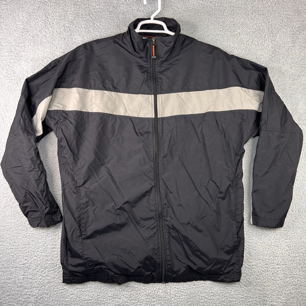 VTG Nike Mens Windbreaker Jacket Black Zip Mock Neck Long Sleeve Vintage XL